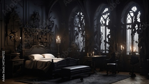 Dark gothic bedroom photo
