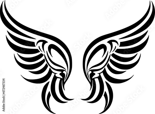 Wings | Black and White Vector illustration