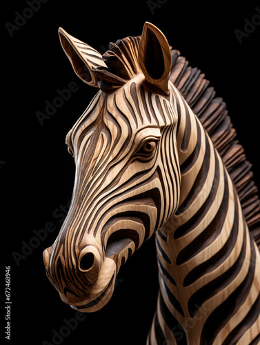 A Detailed Wood Carving of a Zebra © Nathan Hutchcraft