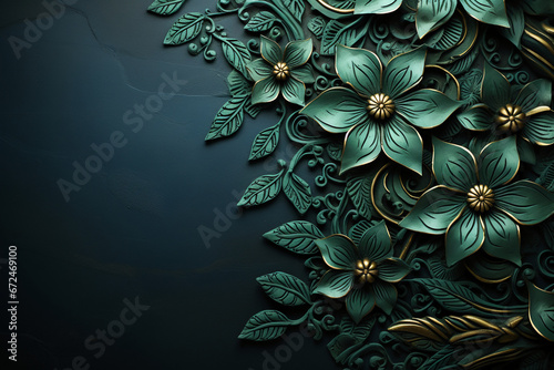 A background that can be used as a PowerPoint background paper texture Rangoli pattern painting at the top left and bottom right. AI generative