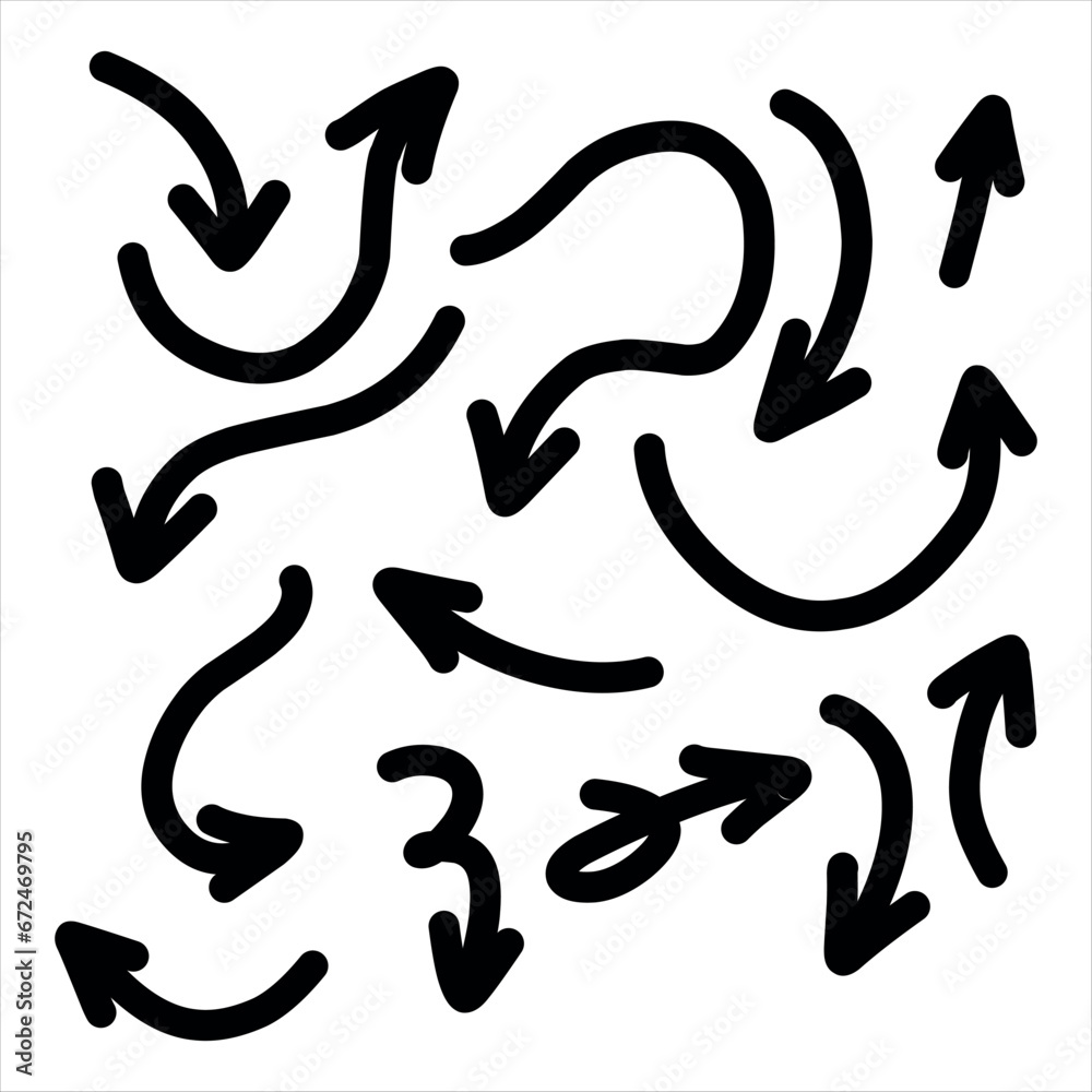 Set of hand drawn arrows, rough waypoints on a white background EPS Vector Set of hand drawn arrows, rough waypoints on a white background EPS Vector