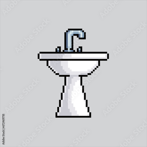 Pixel art illustration Sink. Pixelated Sink. Sink pixelated for the pixel art game and icon for website and video game. old school retro.