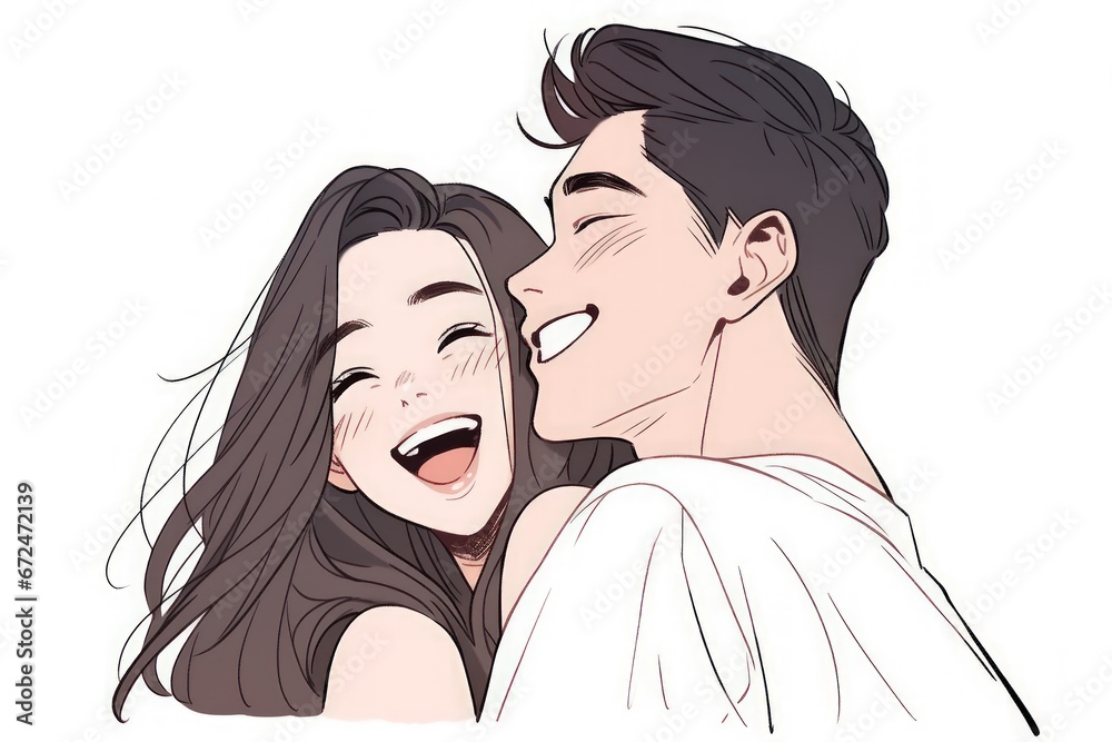 Obraz premium Couple in love hand drawn illustration cute design.