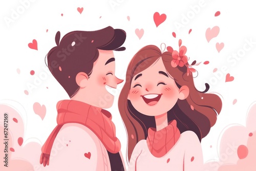 Couple in love hand drawn illustration cute design.