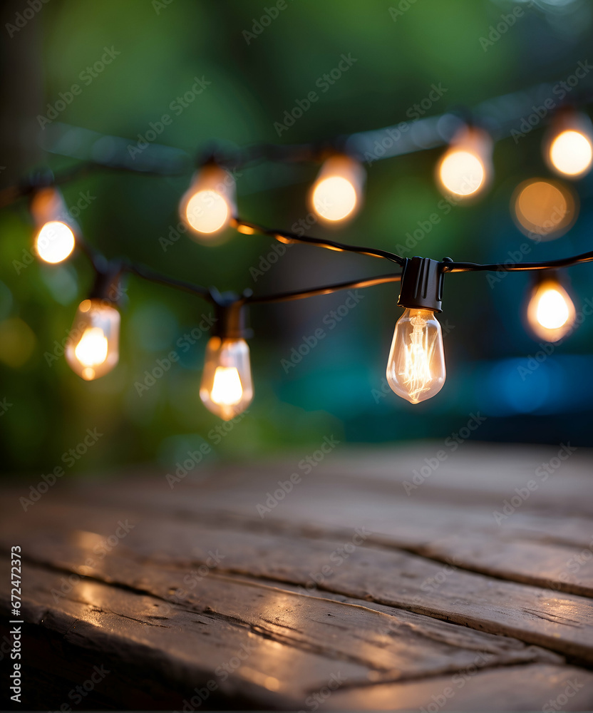 Evening garden gathering with beautiful hanging lights