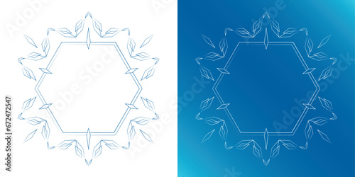 素材_フレームのセット_雪の結晶と光をモチーフにした冬の飾り枠。高級感のある囲みのデザイン。字無