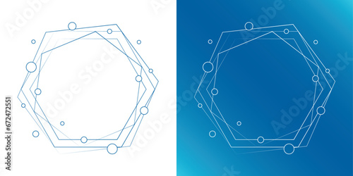 素材_フレームのセット_雪の結晶と光をモチーフにした冬の飾り枠。高級感のある囲みのデザイン。字無