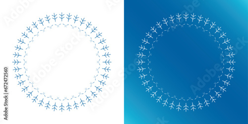 素材_フレームのセット_雪の結晶と光をモチーフにした冬の飾り枠。高級感のある囲みのデザイン。字無