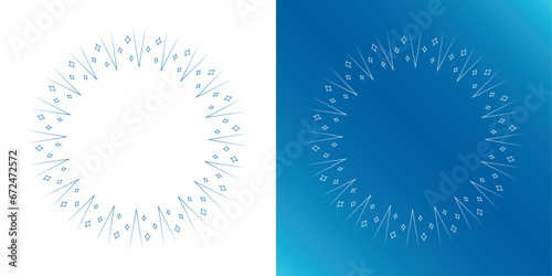 素材_フレームのセット_雪の結晶と光をモチーフにした冬の飾り枠。高級感のある囲みのデザイン。字無