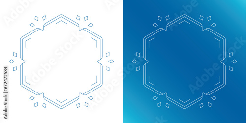 素材_フレームのセット_雪の結晶と光をモチーフにした冬の飾り枠。高級感のある囲みのデザイン。字無