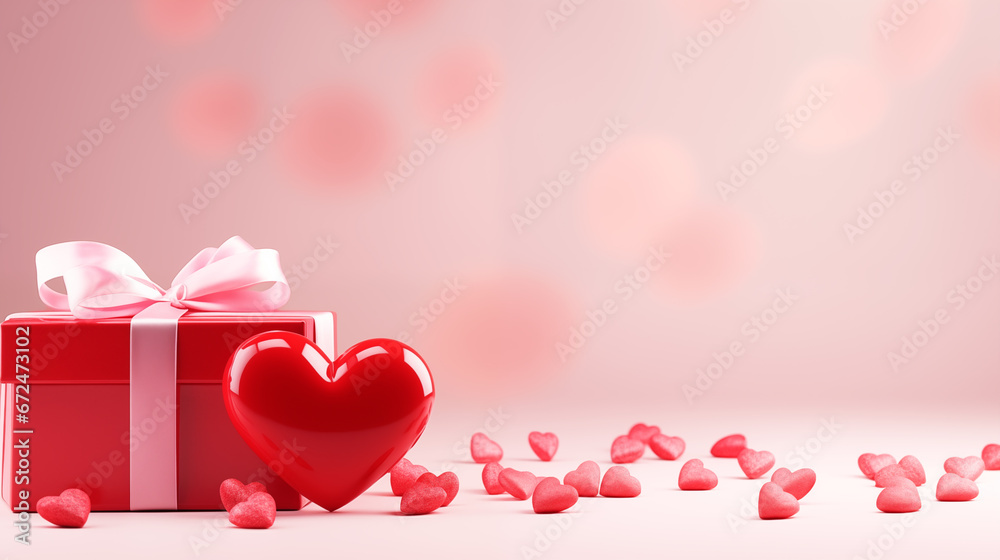 Valentine's day gifts with hearts and copyspace, saint valentine and love background concept, blank space, hd - obrazy, fototapety, plakaty 