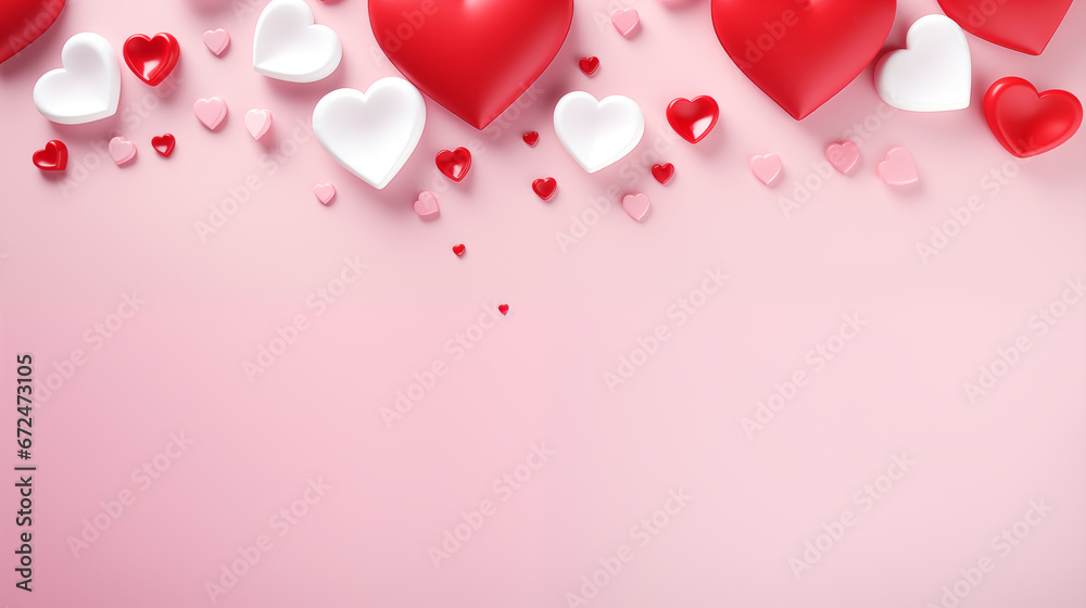 Valentine's day hearts with copyspace, saint valentine background concept, blank space, hd - obrazy, fototapety, plakaty 