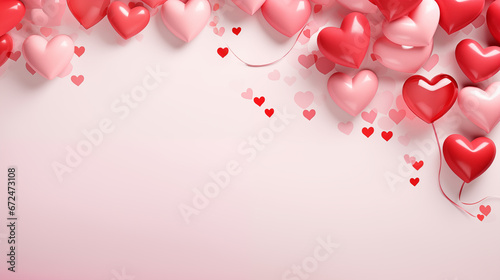 Obraz na plátně Valentine's day hearts ballons with copyspace, saint valentine and love backgrou