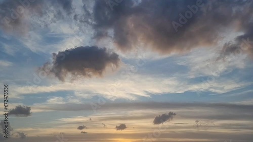 Beautiful clouds at sunset sky, accelerated	