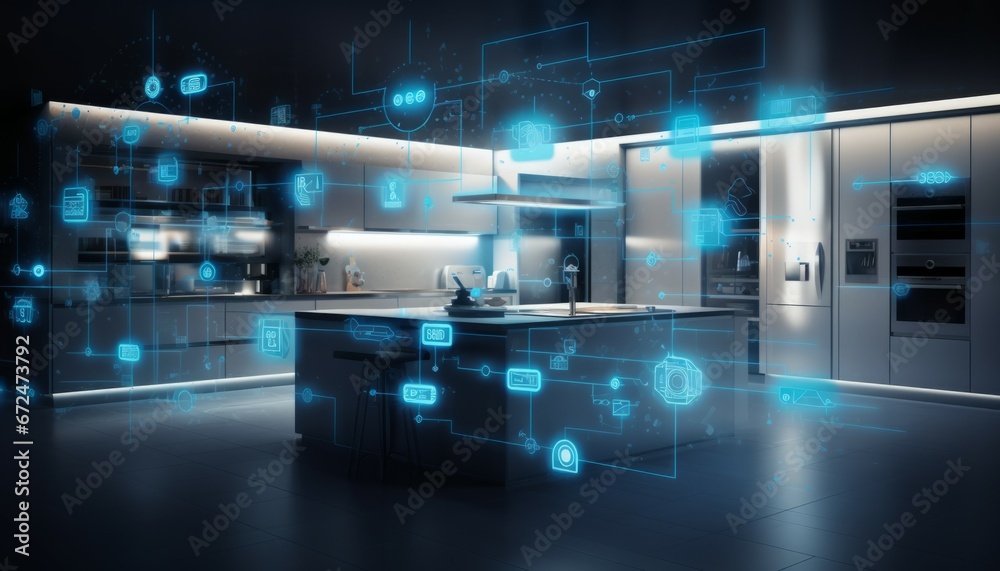 Smart house concept. Internet of Things Concept. Smart home dashboard interface control devices and set up automations. Futuristic virtual technology screen Smart house concept. Internet of Things Concept. Smart home dashboard interface control devices and set up automations. Futuristic virtual technology screen