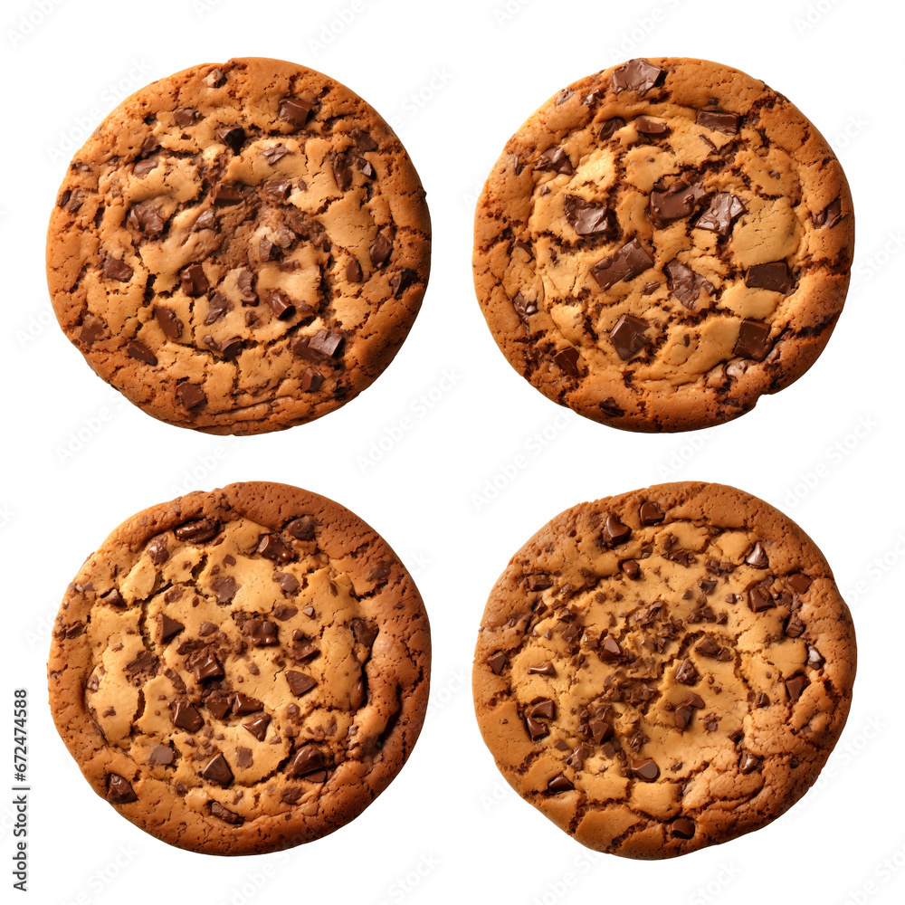 set of chocolate cookies isolated set of chocolate cookies isolated