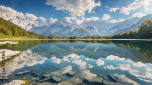 lake and mountains