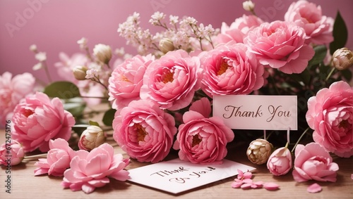 pink roses and card © Digital land