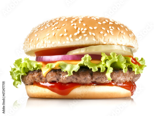Hamburger isolated on white background. © raindear