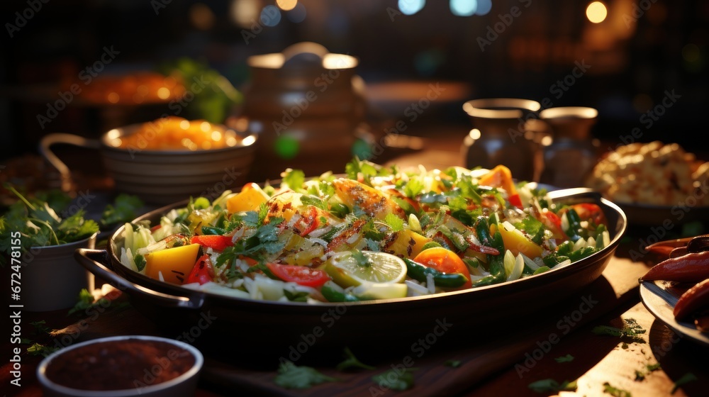 A combination of Indian curries A combination of Indian curries
