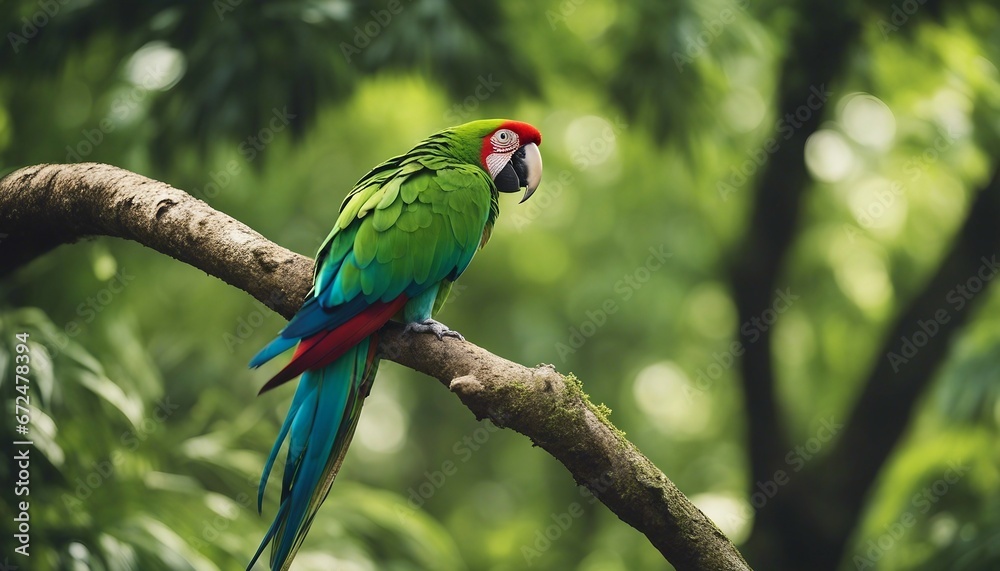 Obraz premium Wild green macaw parrot