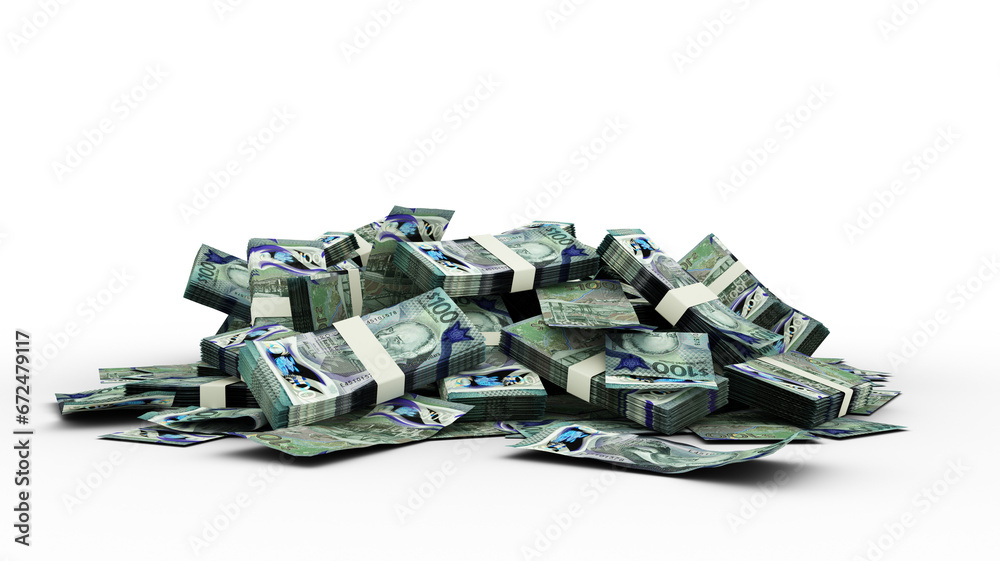 3D Stack of 100 Barbados Dollar notes 3D Stack of 100 Barbados Dollar notes