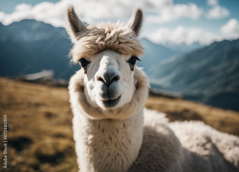 Obraz premium happy Alpacas at alp mountains