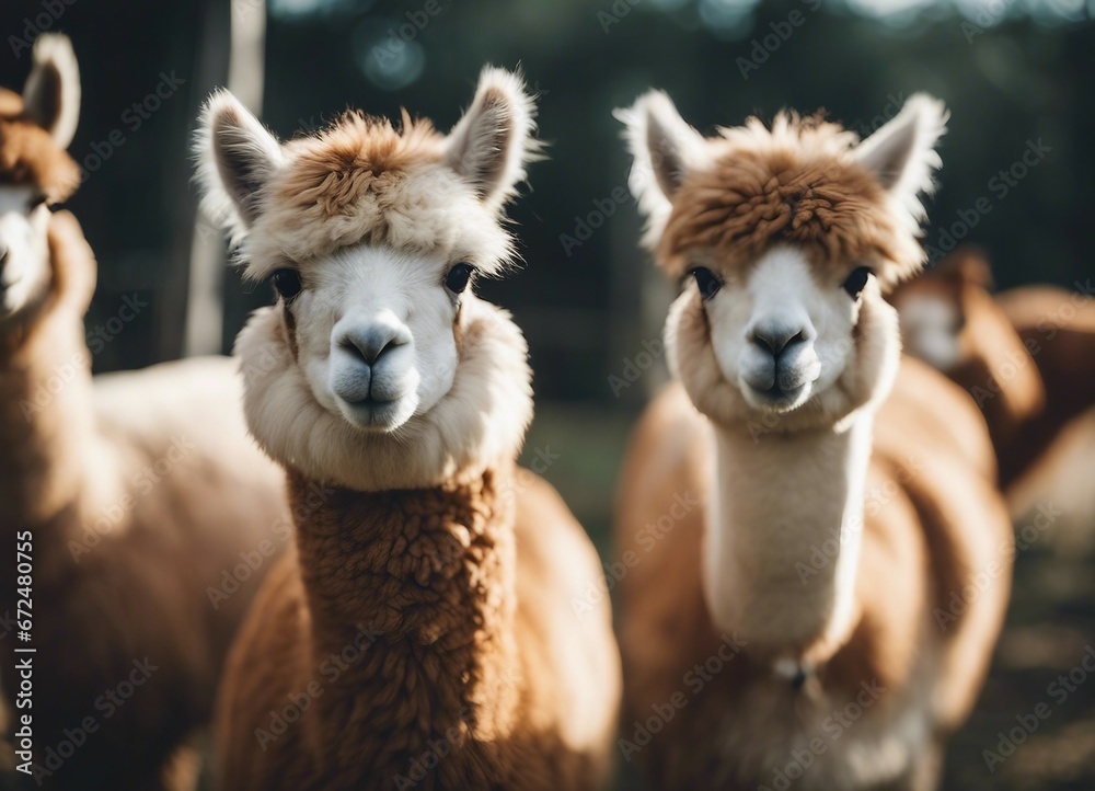 Obraz premium lovely and cute Alpacas on a farm