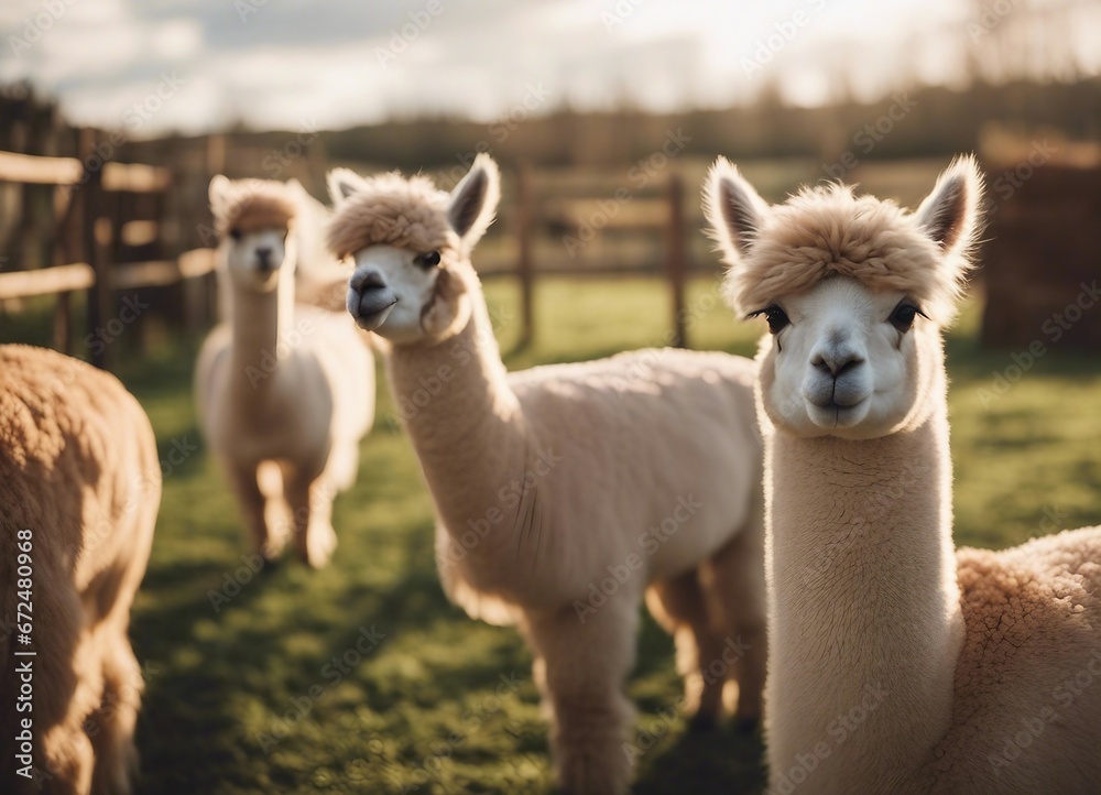 lovely and cute Alpacas on a farm

