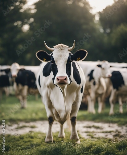 portrait of a holstein cow on a farm in the countryside photo