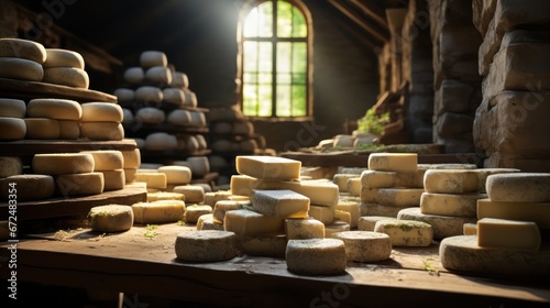 Discovering the Artisanal Delicacy of Roquefort, A Taste of Tradition. Generative AI photo