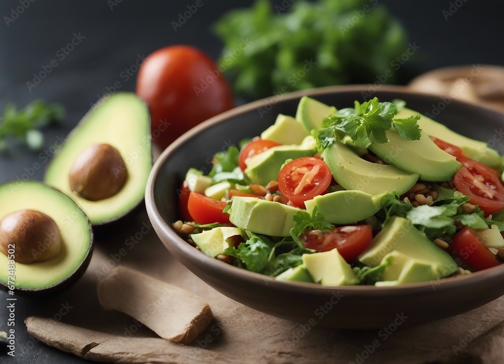 delicious and healthy vegetarian salad with avocado

