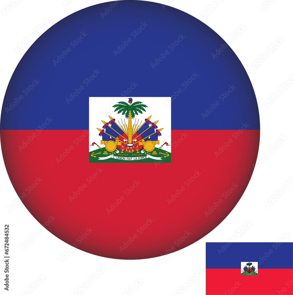 Obraz premium Haiti Flag Round Shape Illustration Vector 