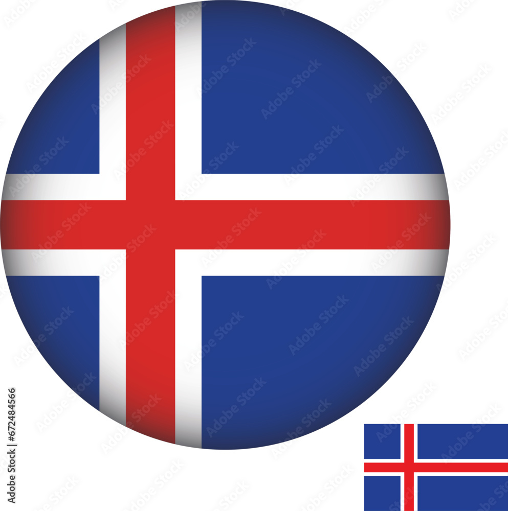 Iceland Flag Round Shape Illustration Vector Iceland Flag Round Shape Illustration Vector