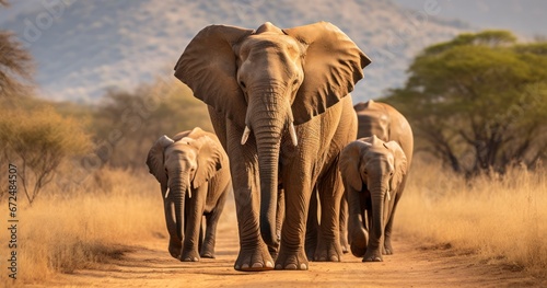 In Nature's Embrace. The Noble Journey of Wild Elephants. Generative AI