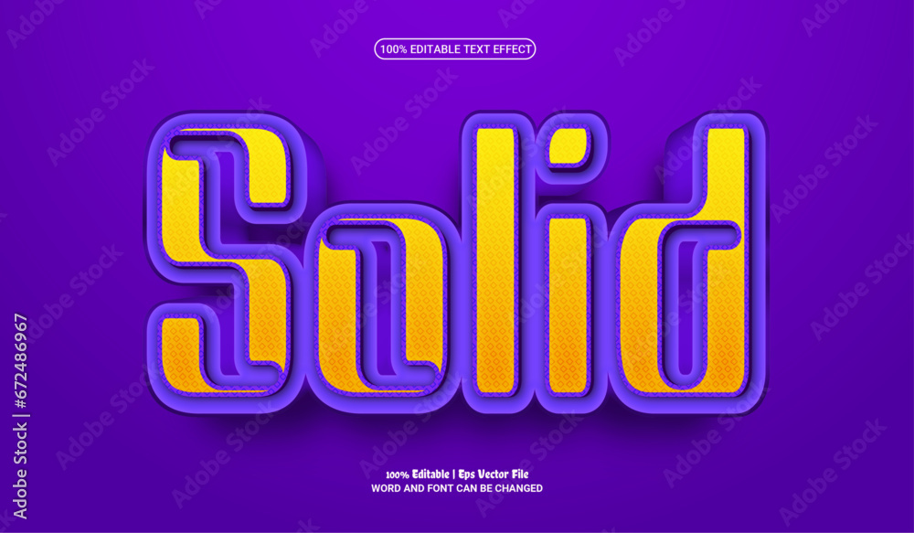 Solid fully editable premium 3d vector text effect 