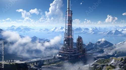 Depiction of a space elevator connection © Ahmad