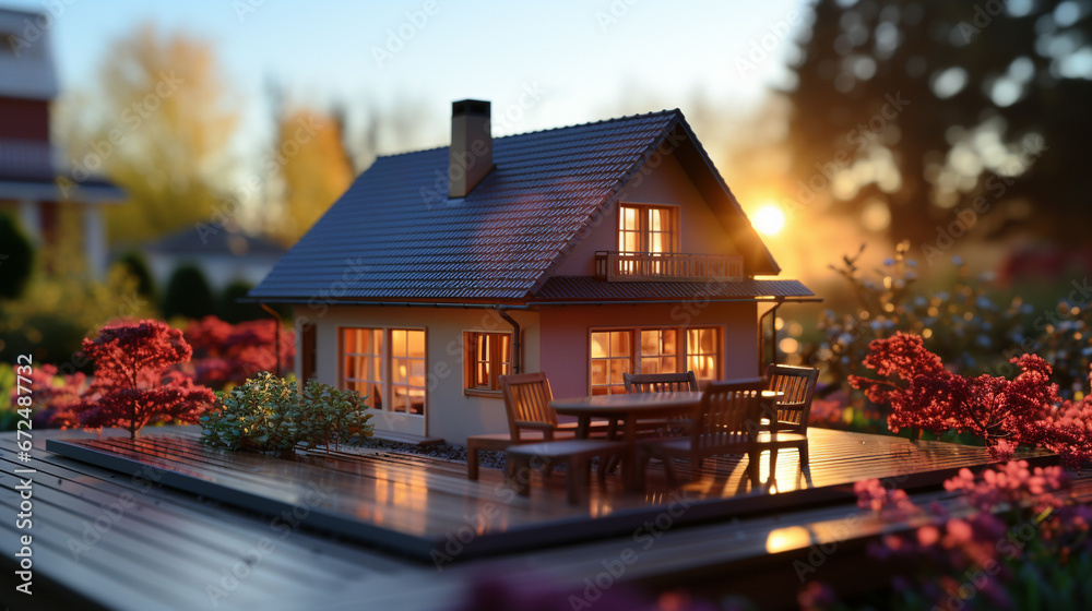 Precious home on the hands of happy family