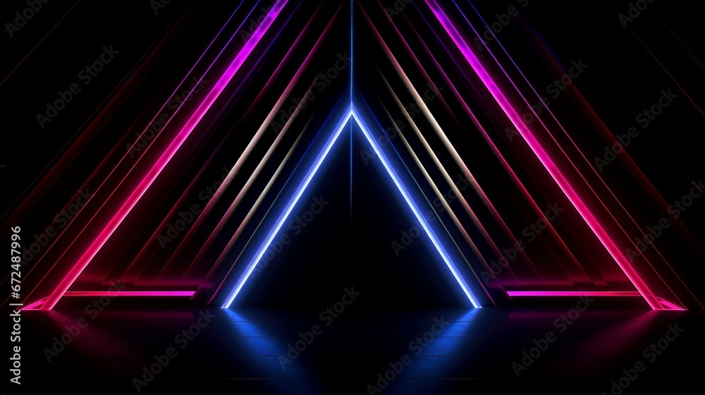 Abstract futuristic neon glowing lamps in dark corridor, Technology background Abstract futuristic neon glowing lamps in dark corridor, Technology background