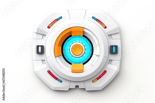 Abstract high tech multicolor button on white background