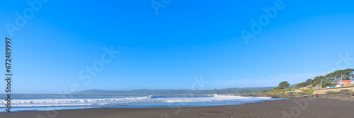 eserted sand beach of Pellines during low tide (Constitucion, Chile)