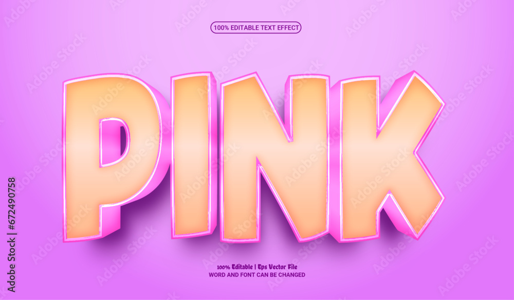 Pink fully editable premium 3d vector text effect 