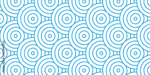 Abstract Pattern with circle wave lines blue seamless steel material geomatics overlapping create retro square line backdrop pattern background. Overlapping Pattern with Transform Effect.