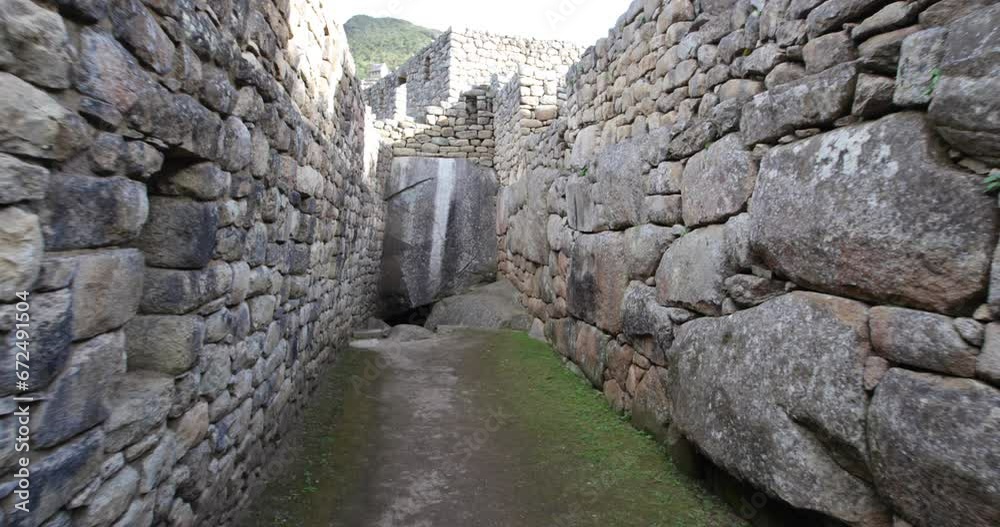 Narrow, Stone Ruin Alleyway In Machu Picchu, Peru Narrow, Stone Ruin Alleyway In Machu Picchu, Peru