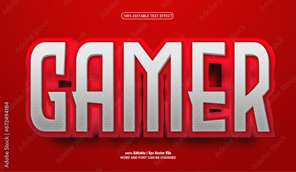 Gamer fully editable premium 3d vector text effect 