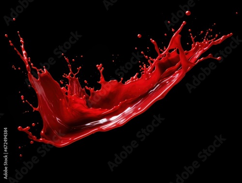 red paint splash on black background