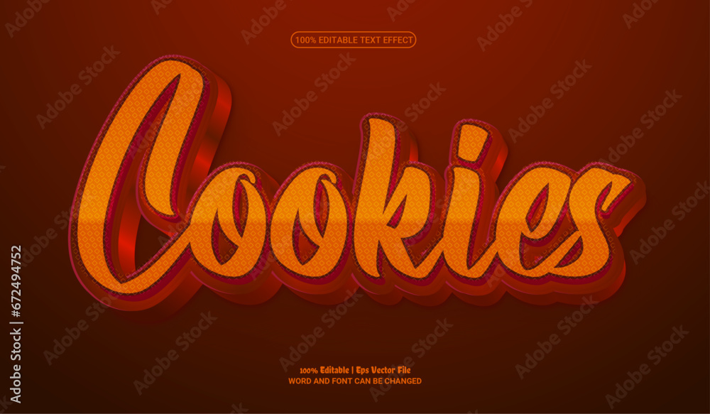 Cookie fully editable premium 3d vector text effect 