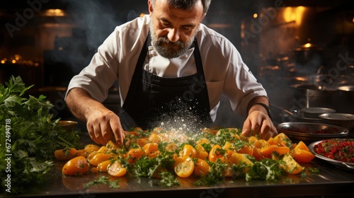 Chef Cooking Fruit ,Bright Background, Background Hd