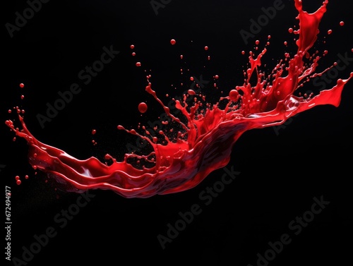 red paint splash on black background