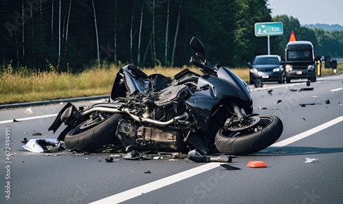 motorcycle accident on the road 